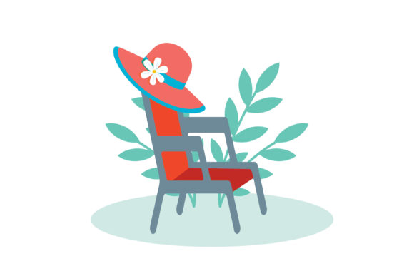 Beach Heat Shield Hat and Chairs Floral Graphics and Illustrations