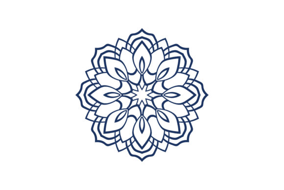 Blue Mandala Floral Art Review for Graphics & Illustrations