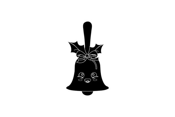 Christmas Bell Cute Kawaii Floral Black Graphics and Illustrations