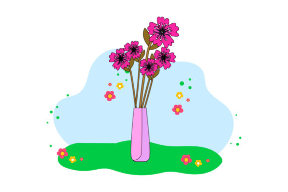 Flowers Decorative in Vase Cloud Floral Graphics and Illustrations