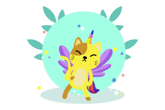 Unicorn Cats Cartoon Circle Floral Graphics and Illustrations Review