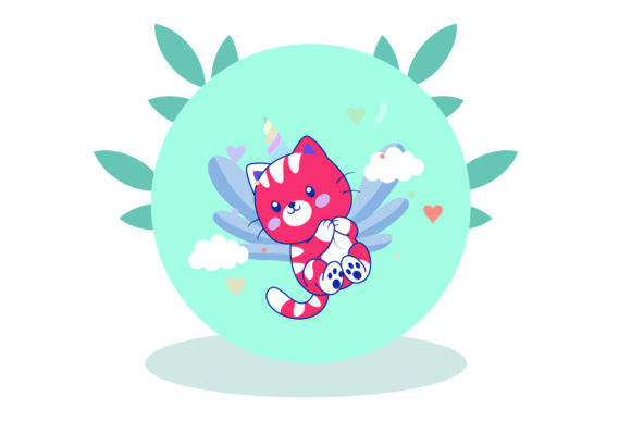 Unicorn Cats Fun Design Circle Floral Graphics and Illustrations Review