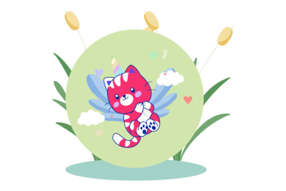 Unicorn Cats Fun Design Floral Decor